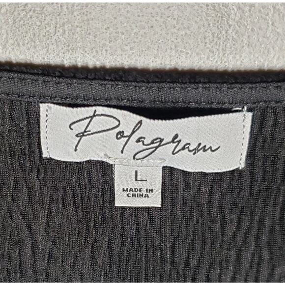 Polagram Textured Velour Midi Dress L V-Neck Belted Pockets Elegant Modest Fit - Picture 4 of 15